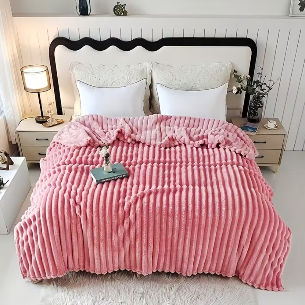 Cozy Blush Mauve Faux Fur Throw Blanket